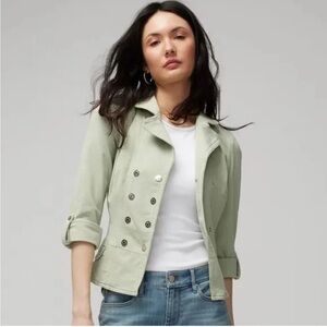 NWT $175 White House Black Market snap front blazarette jacket sea foam sz 6P